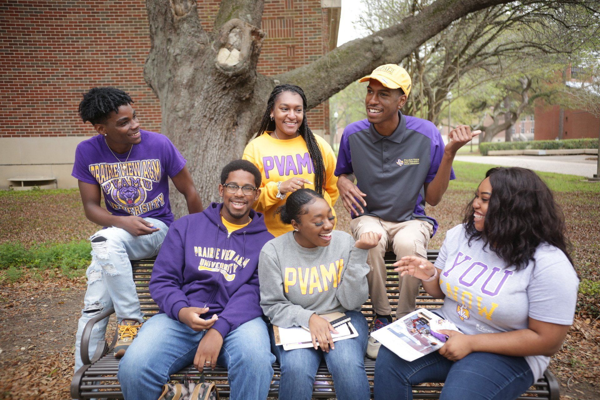 Prairie View A&M University students celebrating on campus