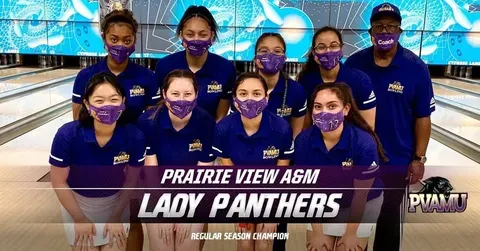 PVAMU women's bowling team celebrating a regular season title